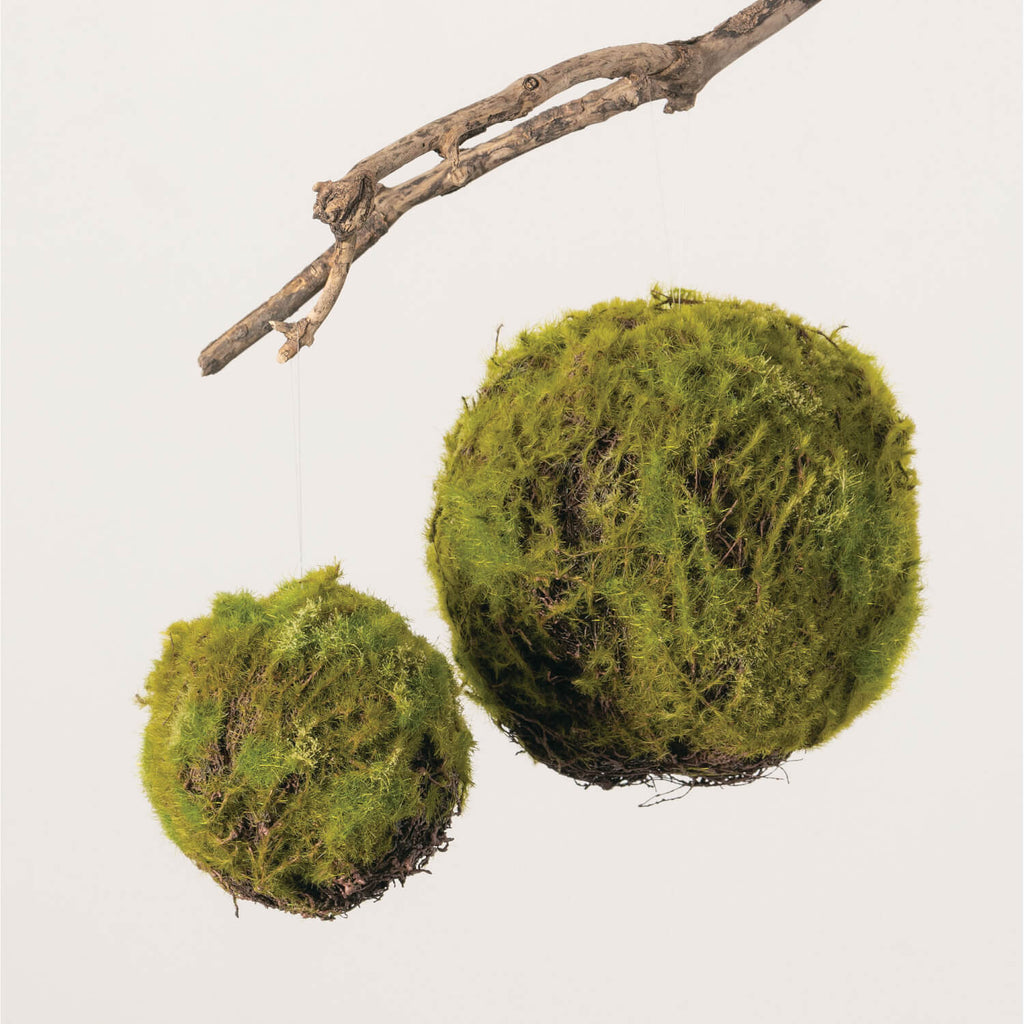 Moss Covered Orb Set Of 2     