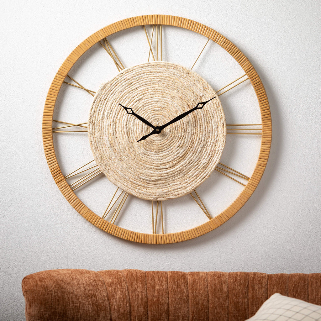 Woven Face Wood Wall Clock    