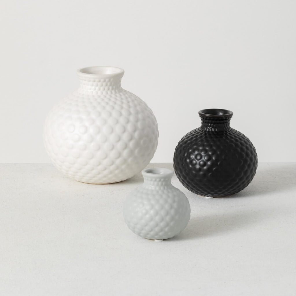 Embossed Dot Low Ball Vase Set