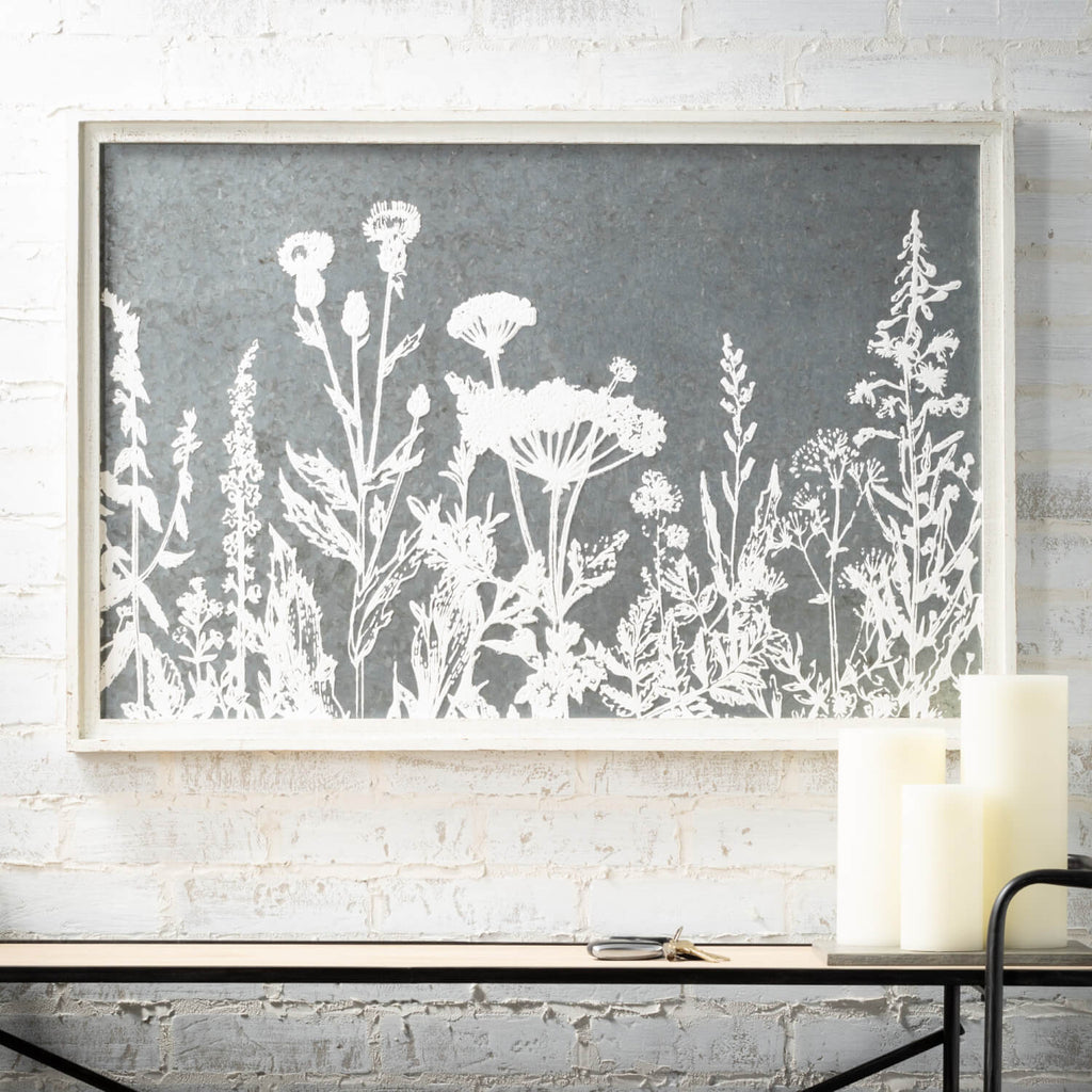 Metal White Floral Wall Decor 