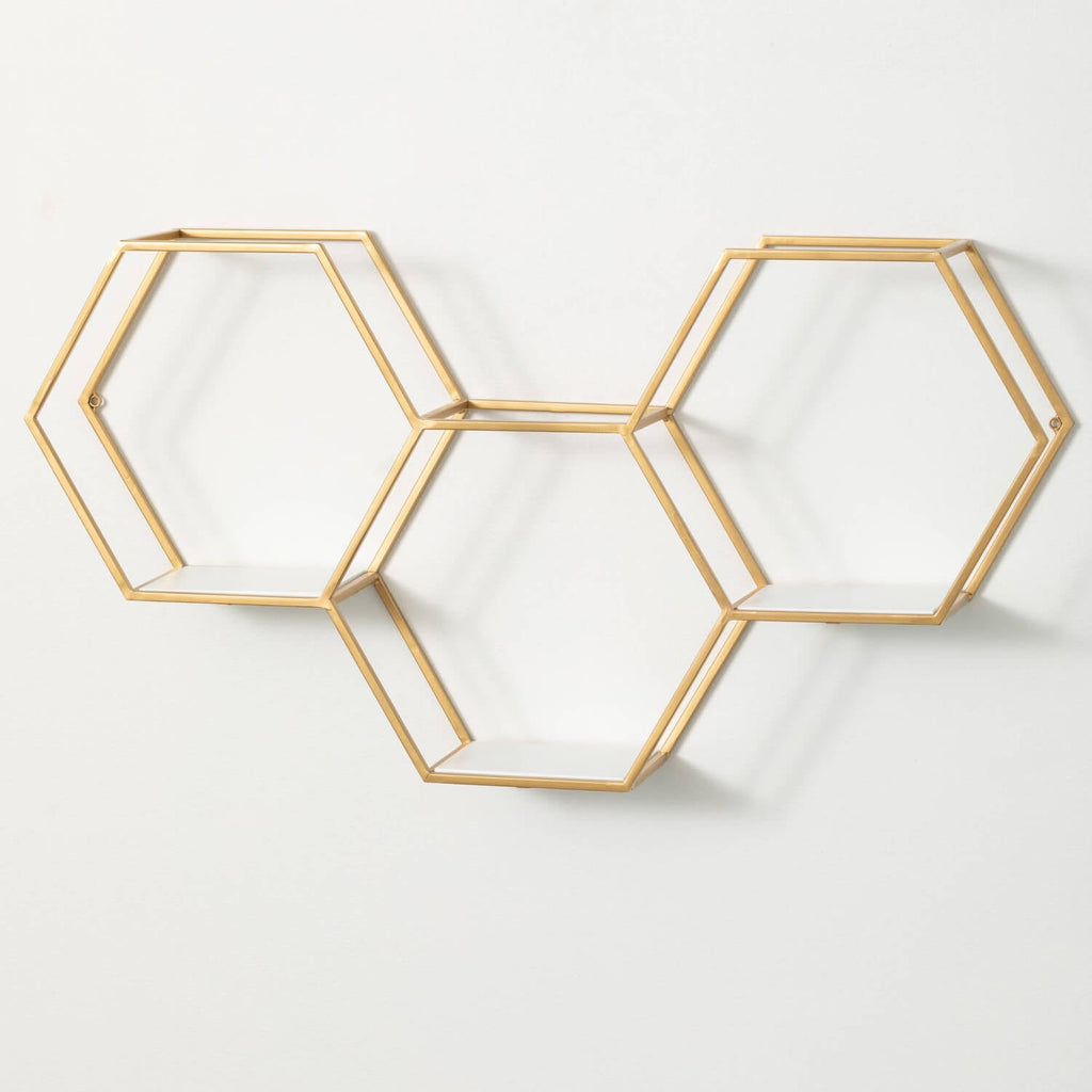Hexagonal Gold Metal Shelf    