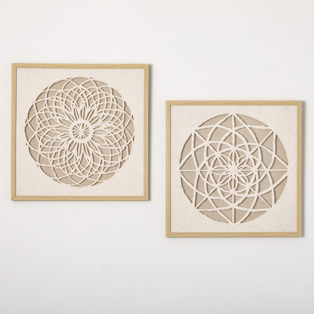 23.75" Woven Paper Mandala Wall Decor Set of 2, Multicolored