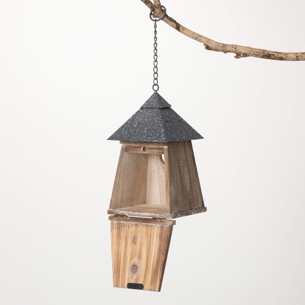 Wood Gray Single Birdhouse    