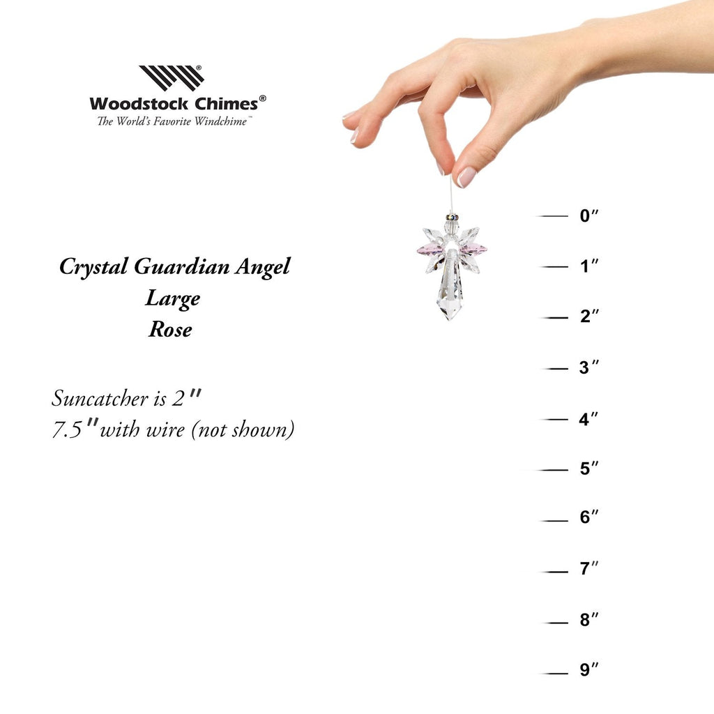Crystal Guardian Angel Suncatcher - Large, Rose proportion image