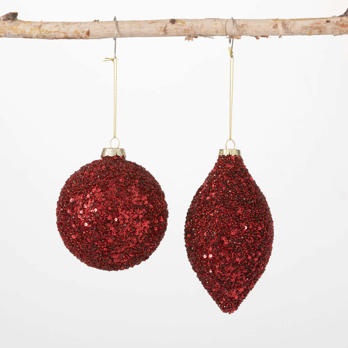 3.5 Glitter Ball Ornament - Red - Decorator's Warehouse