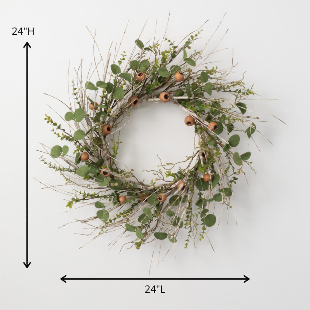 Birch Eucalyptus/Pod Wreath   