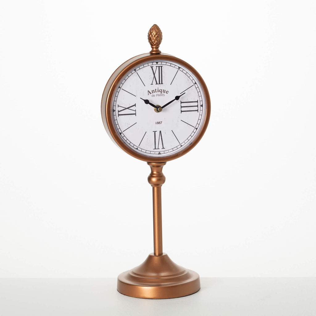 Copper Pedestal Desk Clock    