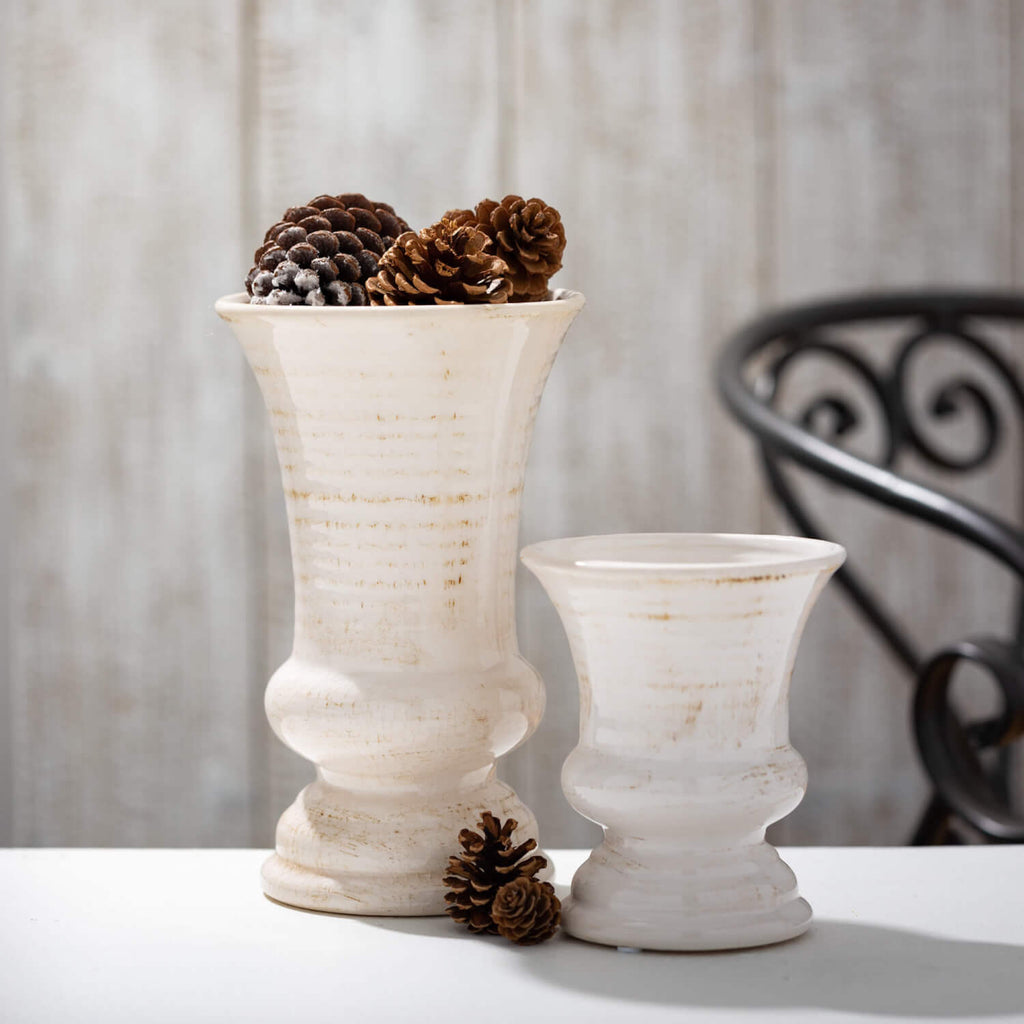 White Glazed Urn Planter      