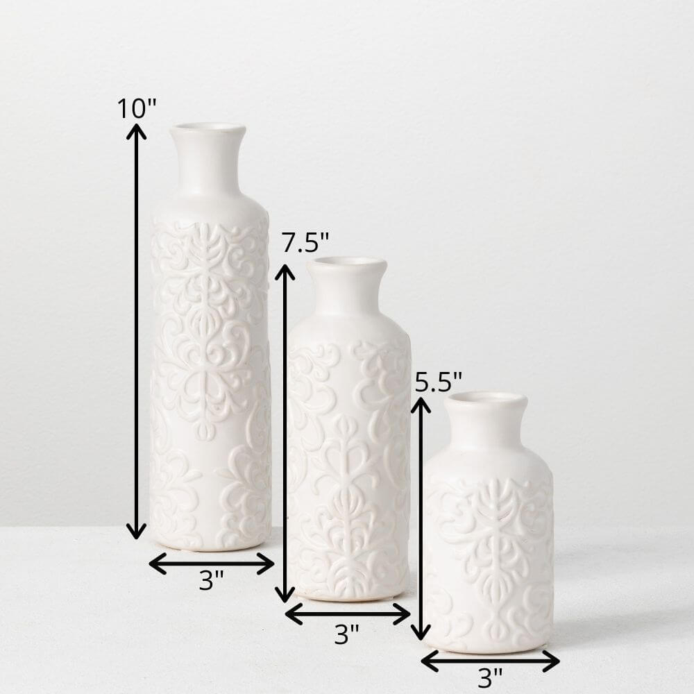 Textured Bottle Vase Set Of 3 
