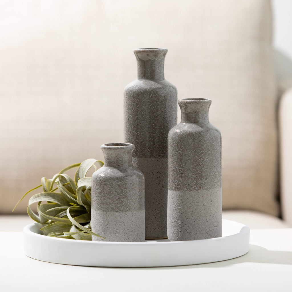 Two-Tone Gray Vase Set Of 3   