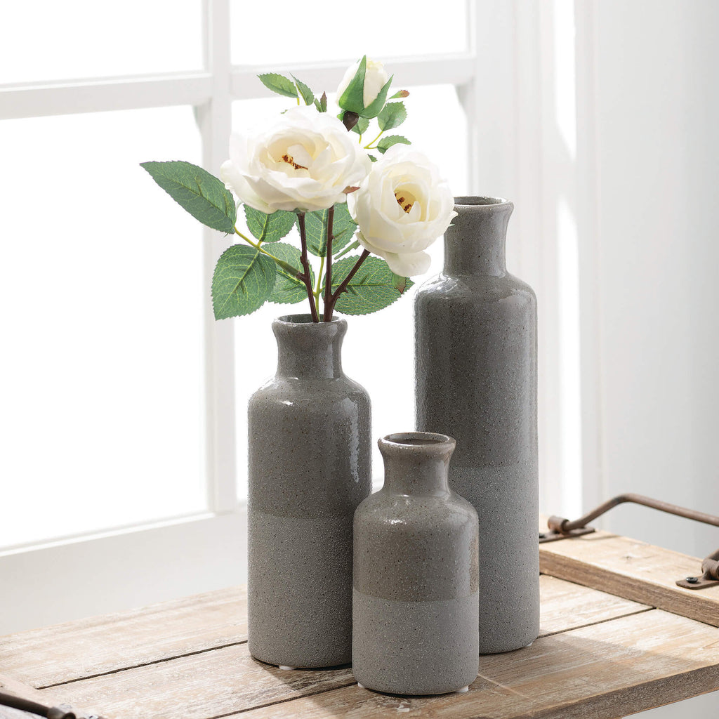 Two-Tone Gray Vase Set Of 3   