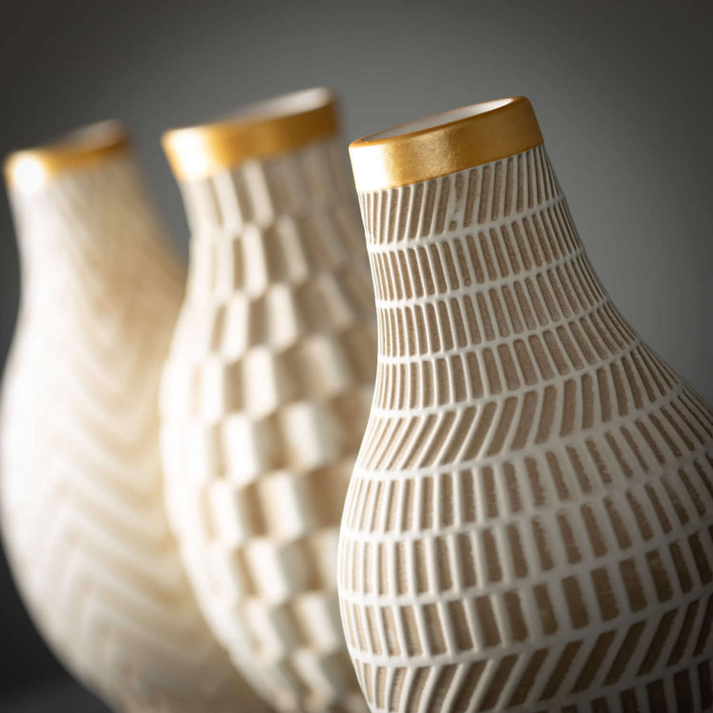 Geometric Gold Trimmed Vases  