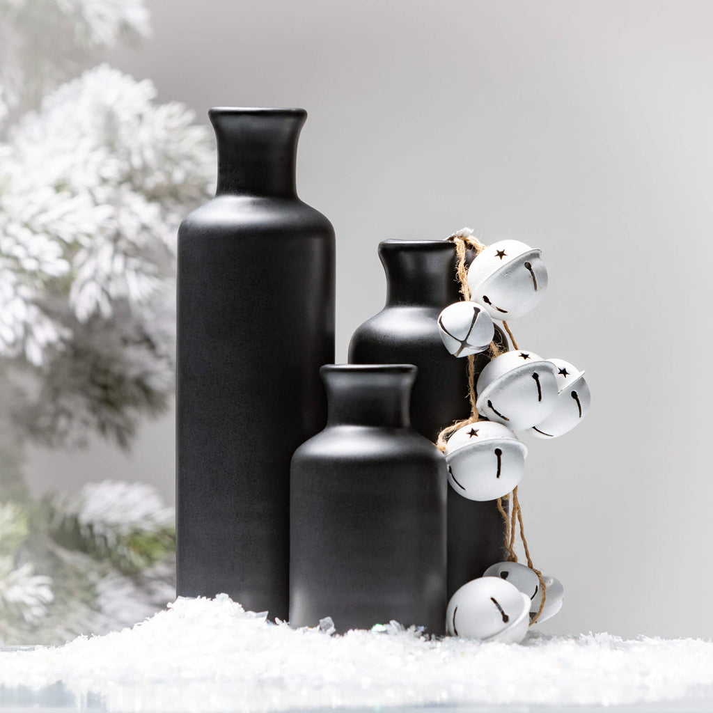 Matte Black Vase Set Of 3     