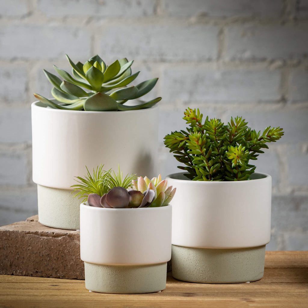 Ceramic Rimmed Two-Toned Pots 