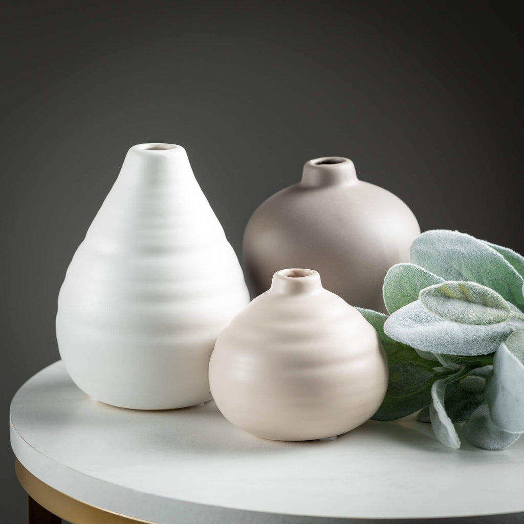 Neutral Compact Vase Set Of 3 