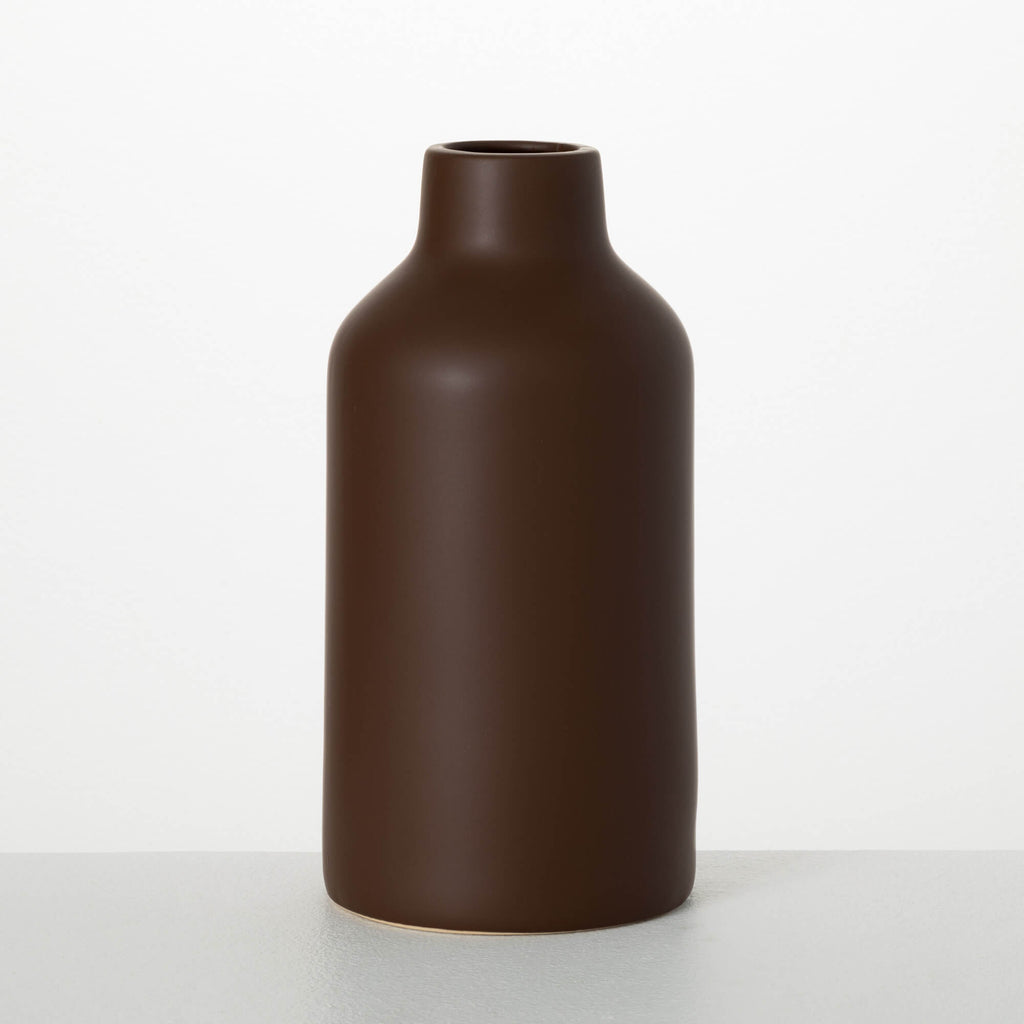Large Matte Brown Bottle Vase 