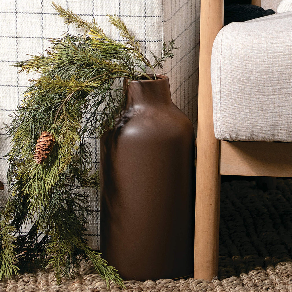 Large Matte Brown Bottle Vase 