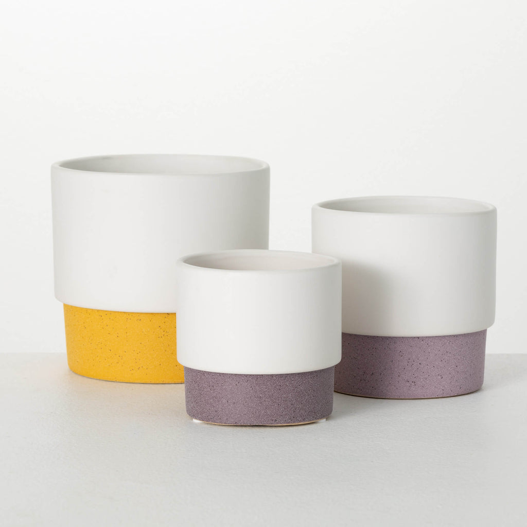 Ceramic 3-Color Planter Set   