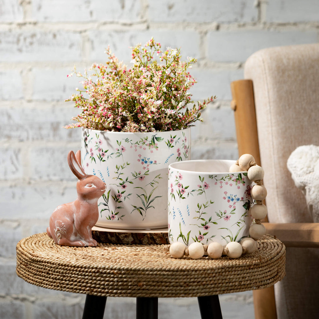 Floral Ceramic Planter Set 2  