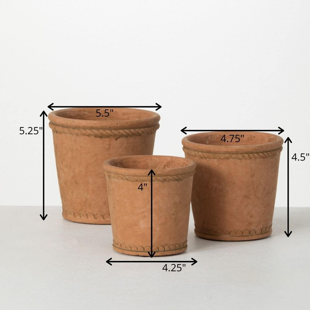 Terracotta Cement Pot Set Of 3