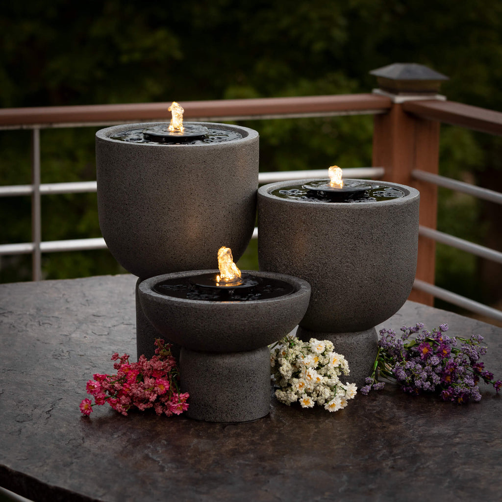 Small Gray Pedestal Fountain  