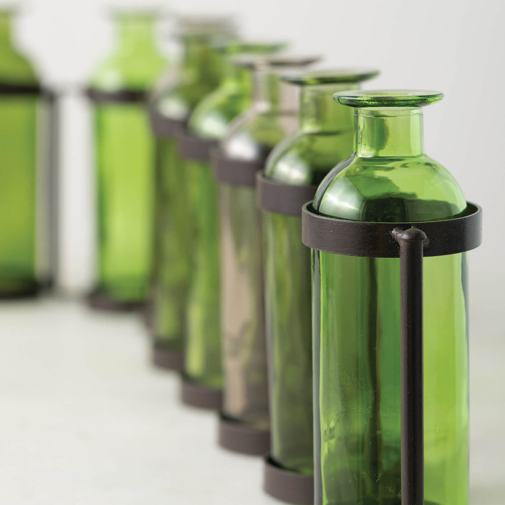 Ten Glass Bottle Vase Set     