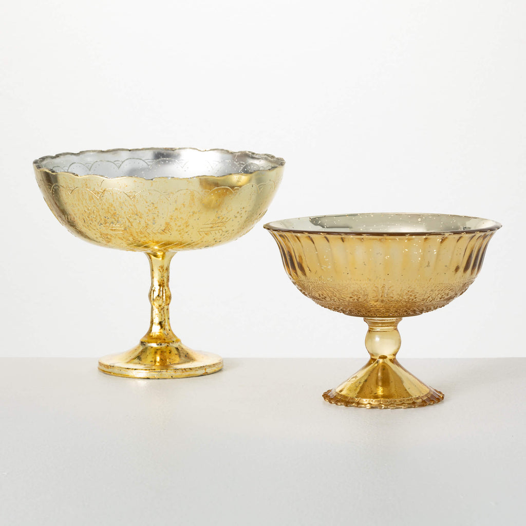 Gold Glass Pedestal Goblet    