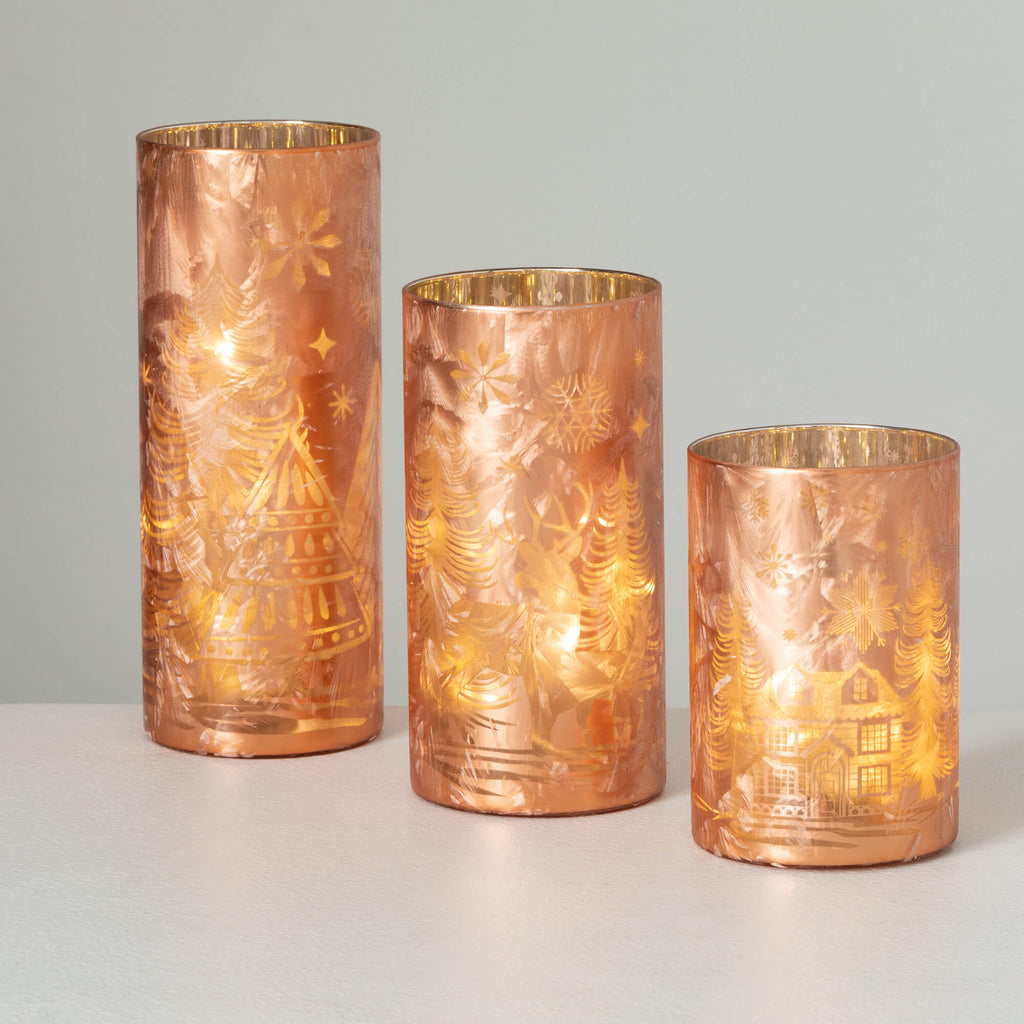 Frosted Gold Cylinder Lights 3