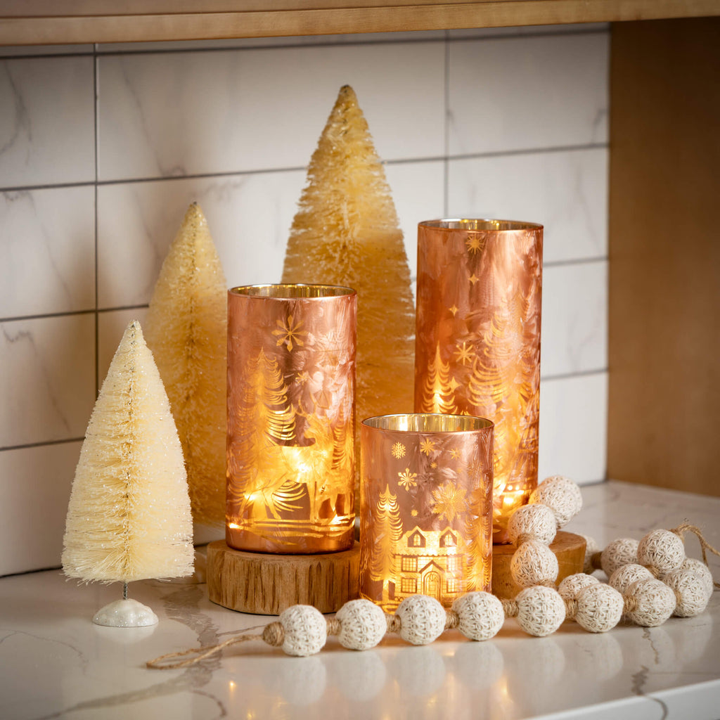 Frosted Gold Cylinder Lights 3