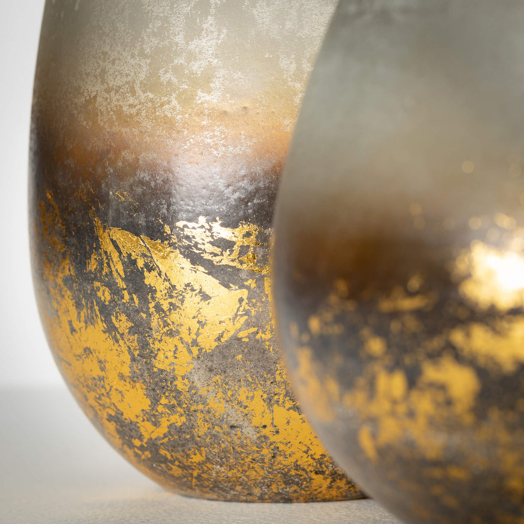 Frosted Gold Leaf Glass Vases 