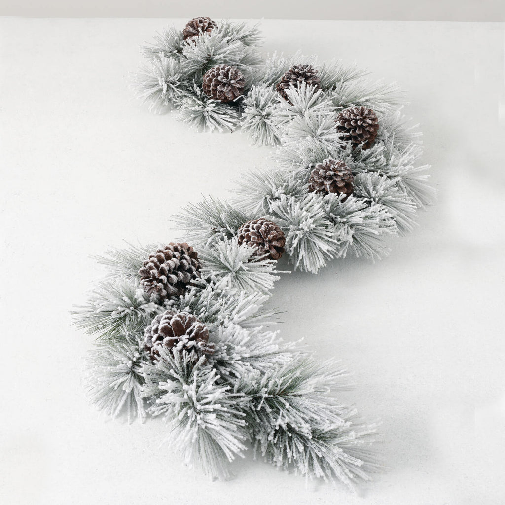 Flocked Pine & Cone Garland   