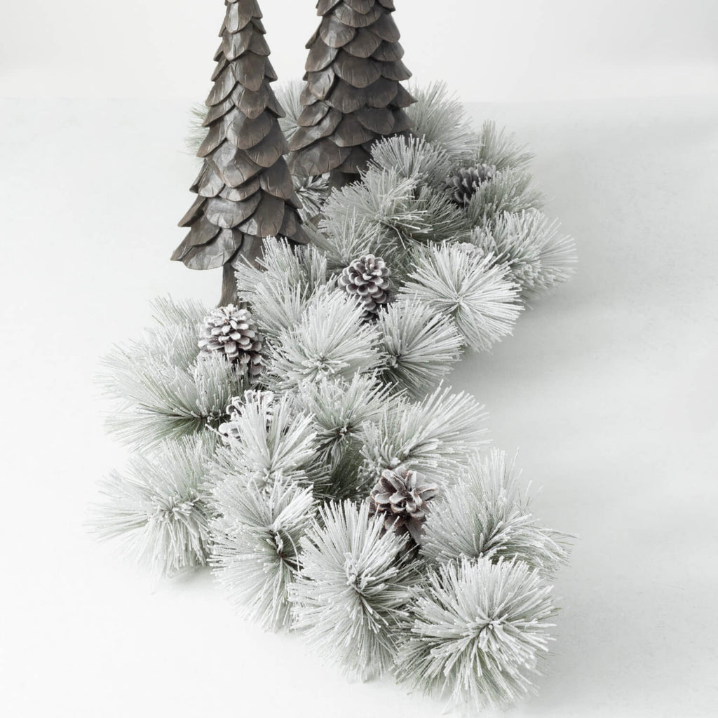 Flocked Pine & Cone Garland   