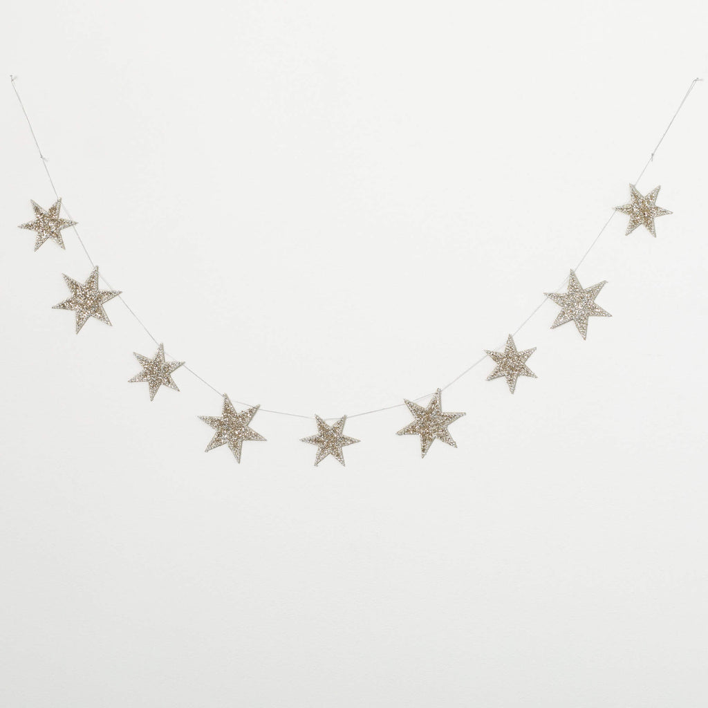 Silver Glitter Star Garland   