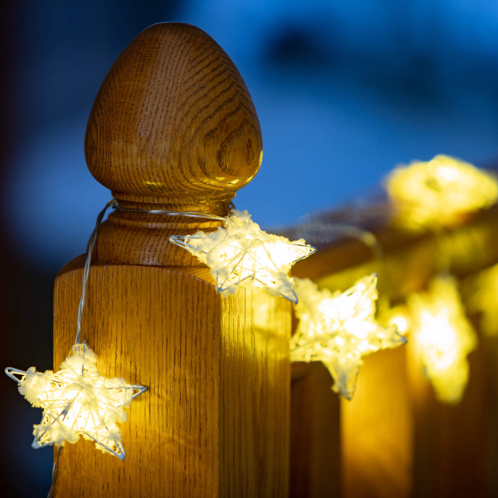 White Lighted Star Garland    