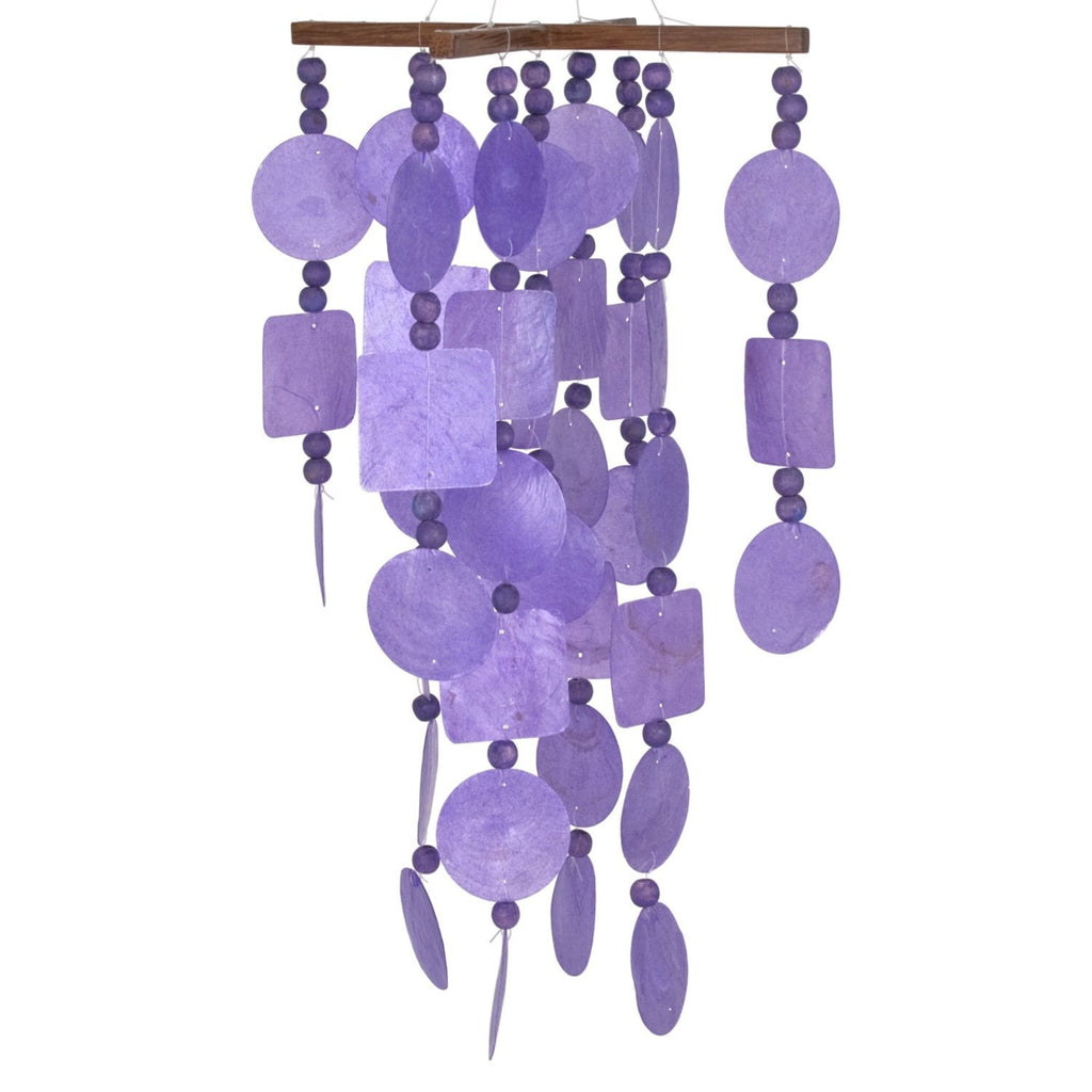 Purple Capiz Chime with Wood Beads