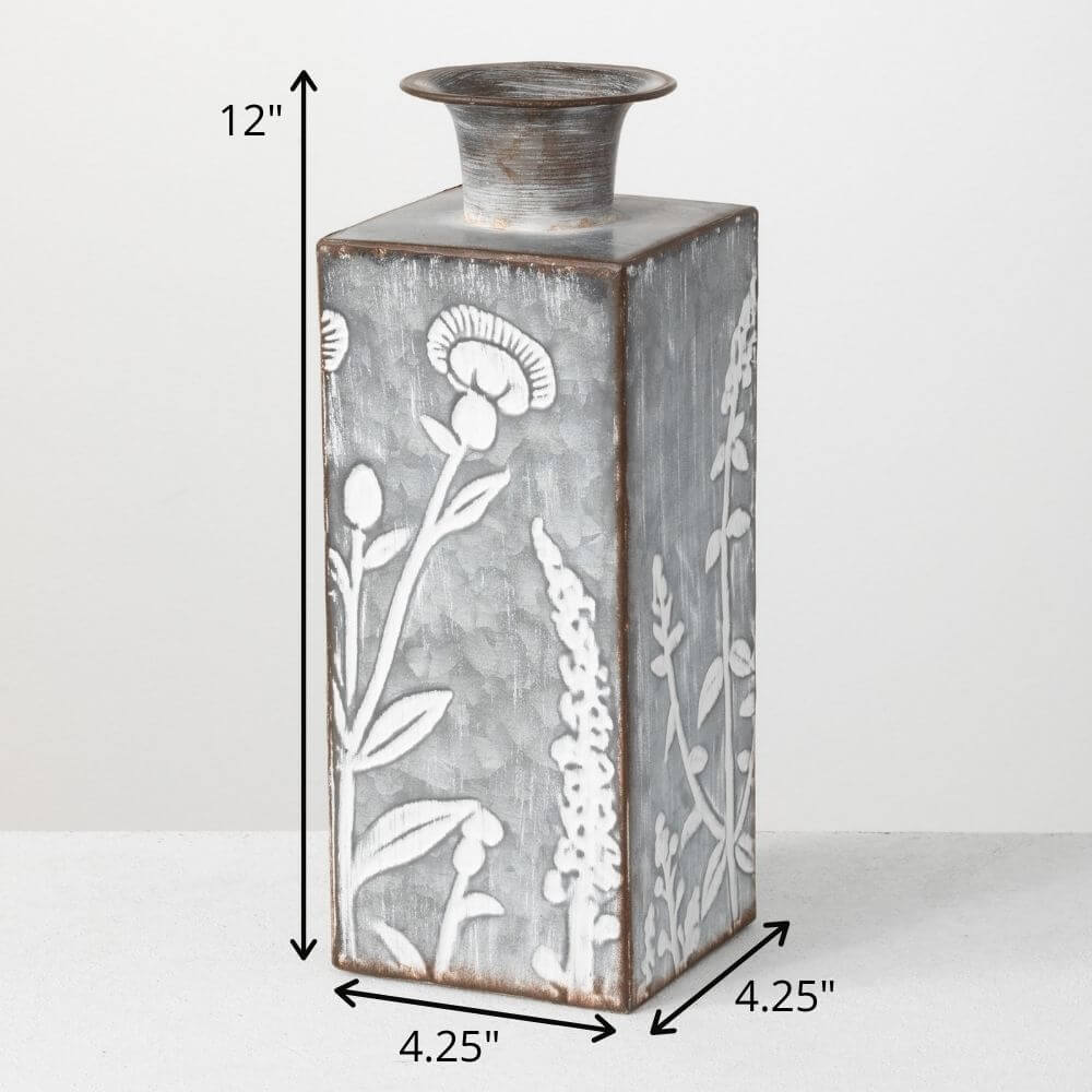 Rustic Flower Patterened Vase 