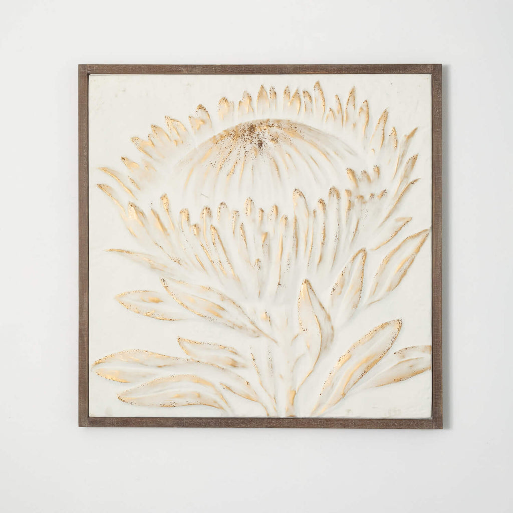 Gold-Brushed Raised Protea Art
