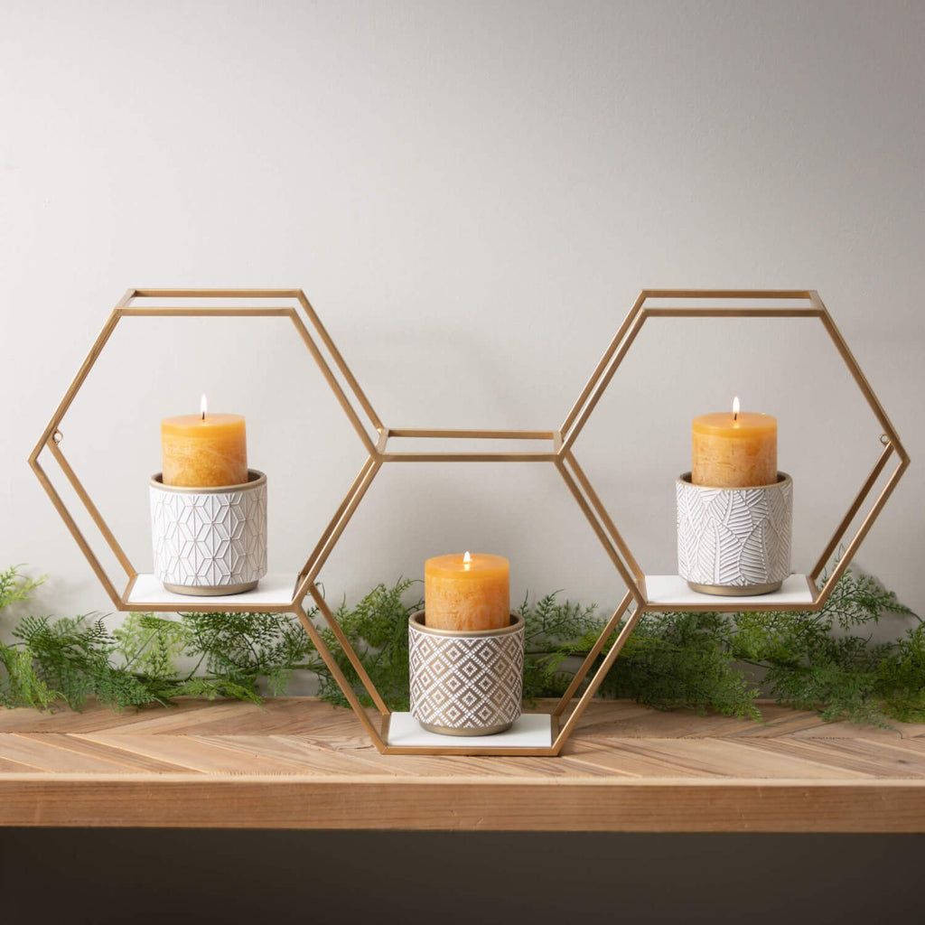 Hexagonal Gold Metal Shelf    