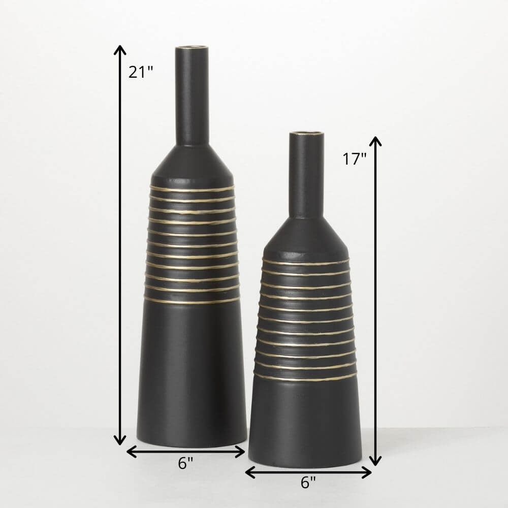 Matte Black Gold Lined Vases  