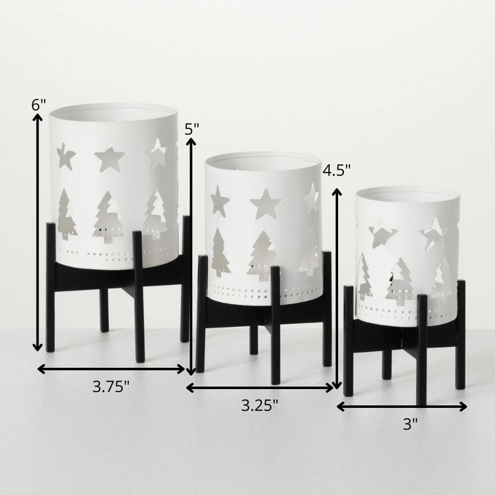 White Cutout Candleholder Set 