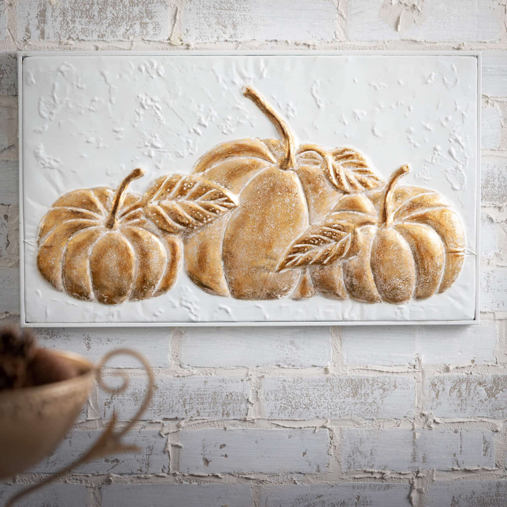Gilded Pumpkin Metal Wall Art 