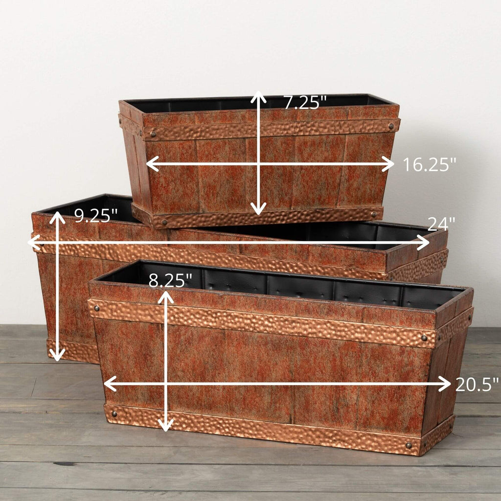 Copper Trim Planter Box Set 3 