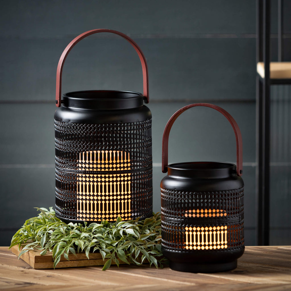 Modern Black Caged Lantern Set