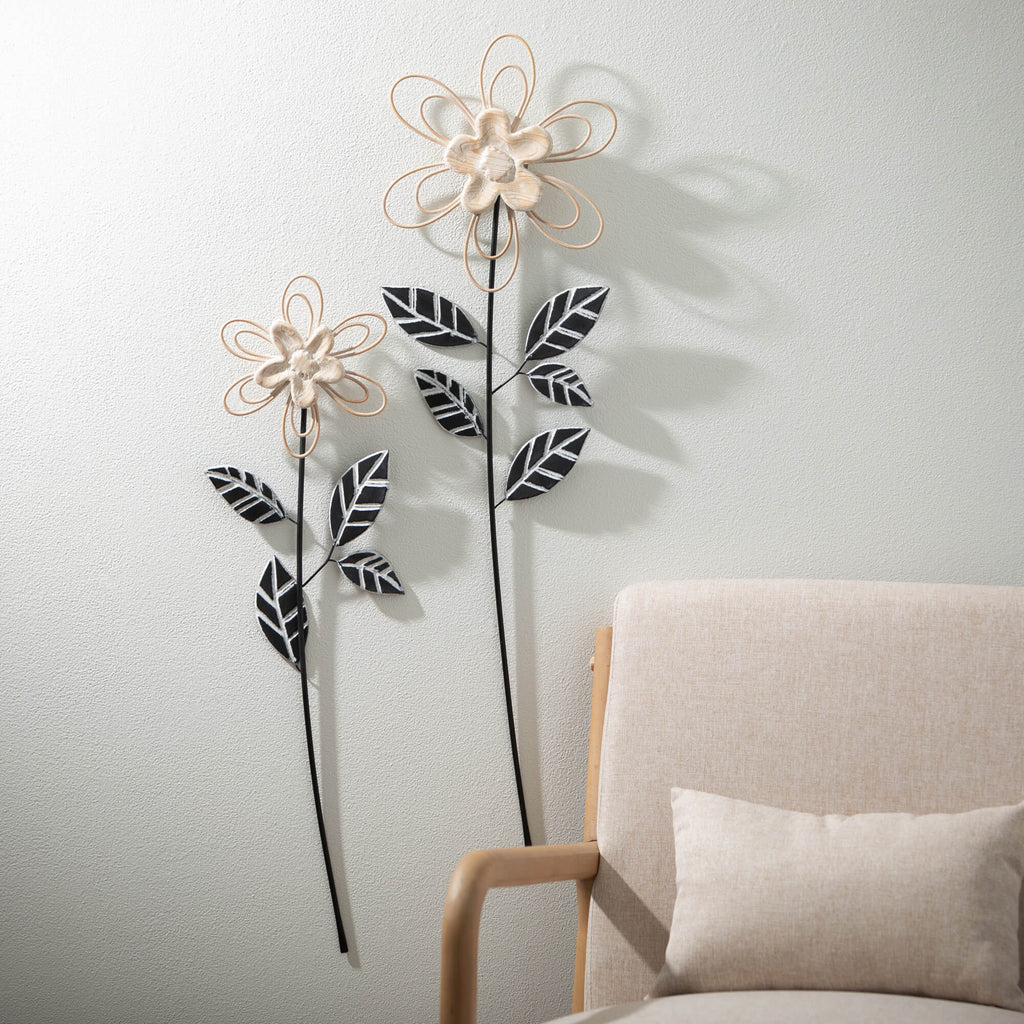 Metal & Wood Wall Stem Decor  