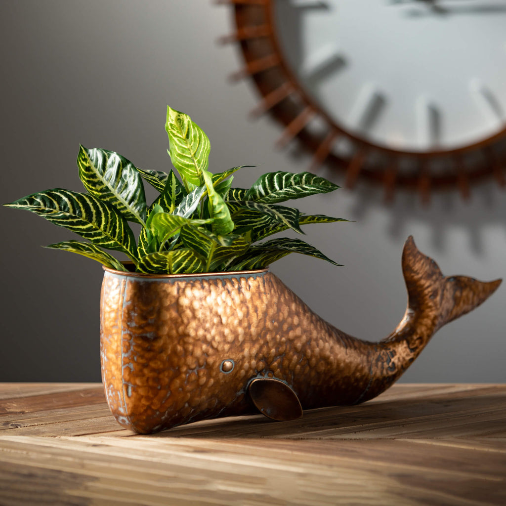 Happy Bronze Whale Planter    