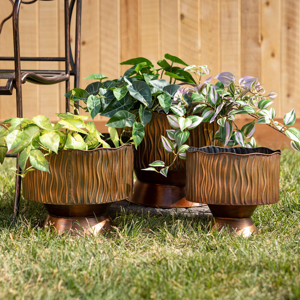 Scalloped Footed Planter Set 3
