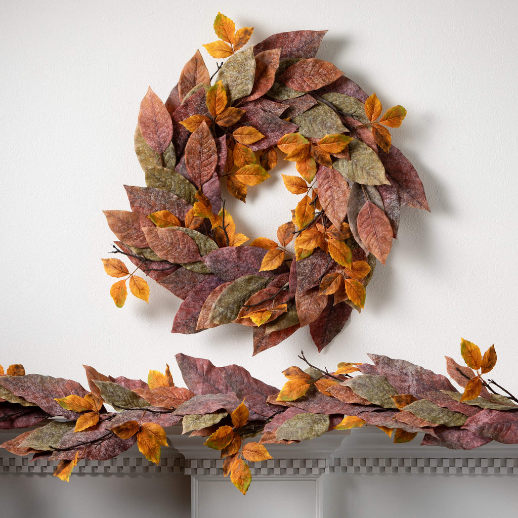 Warm Fall Mixed Leaf Garland  