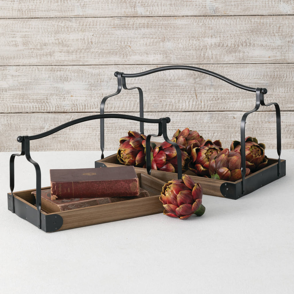 Wooden Tray Set With Handles  