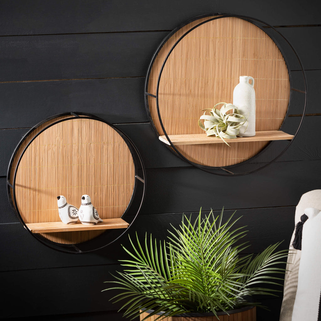 Circular Wood Wall Shelf Set 2