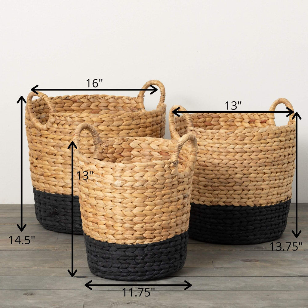 Black Banded Woven Basket Set 